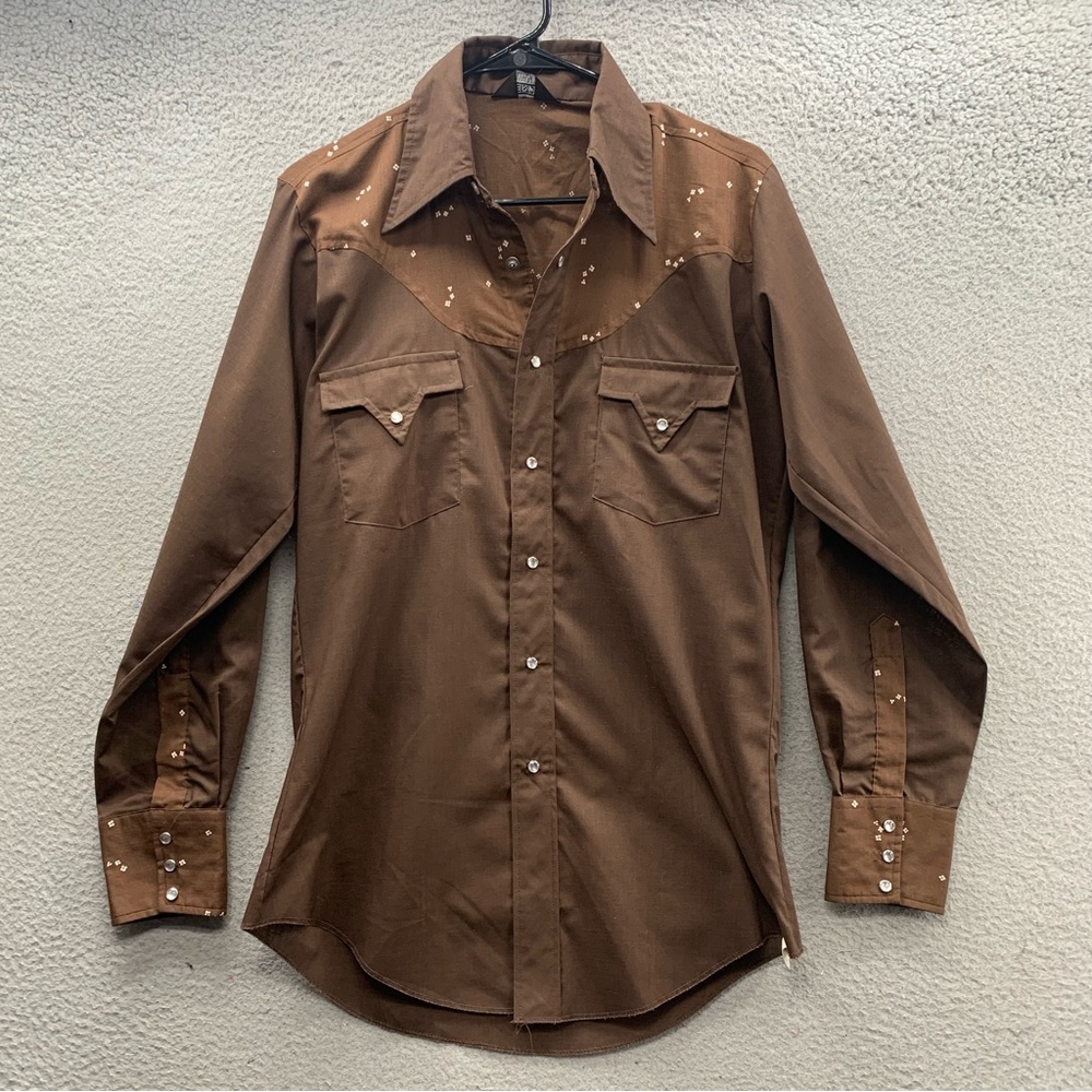 Vintage Fenton Women's Pearl Snap Shirt Top Brown Floral Western Rodeo Cowgirl